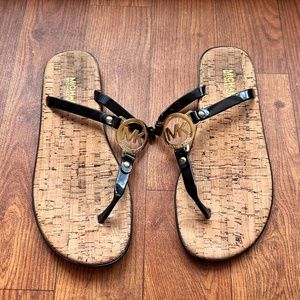 Michael Kors Black Jelly Cork Thong Sandals